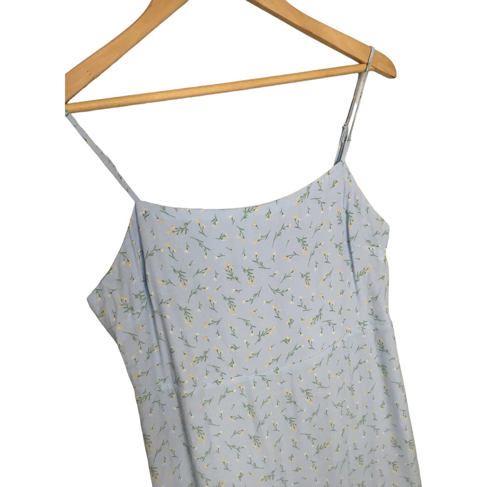 New Sophie Rue Floral Spaghetti Strap Smocked Lined Mini Dress Blue M - Picture 9 of 11